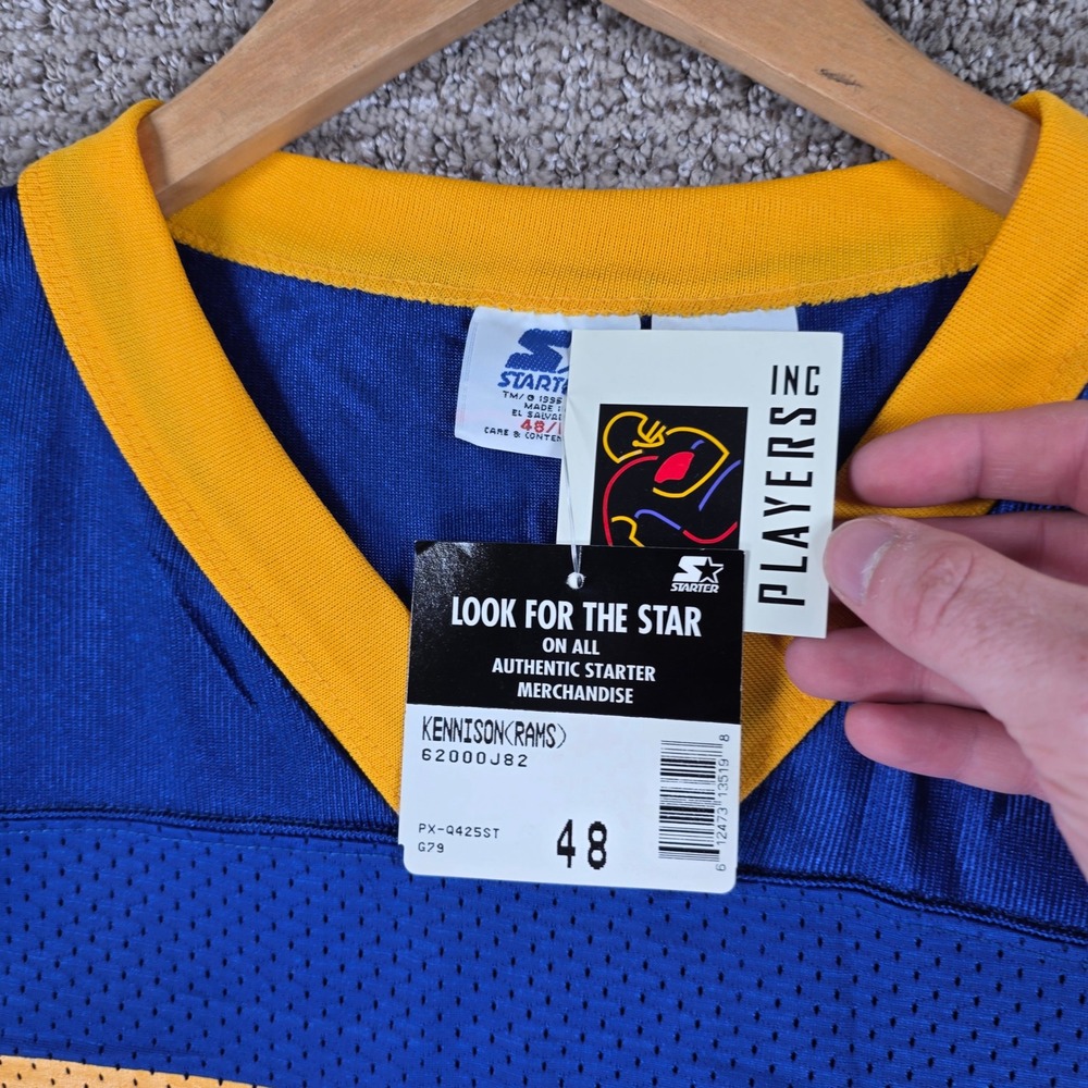 Vintage 1995 Starter NFL St Louis Rams Eddie Kennison 88 Jersey Mens 48 Blue NWT - Picture 6 of 9